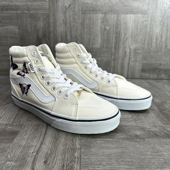 Vans Filmore High Women size 6.5 Ivory Butterfly Theme Skateboarding Shoes - Picture 5 of 8